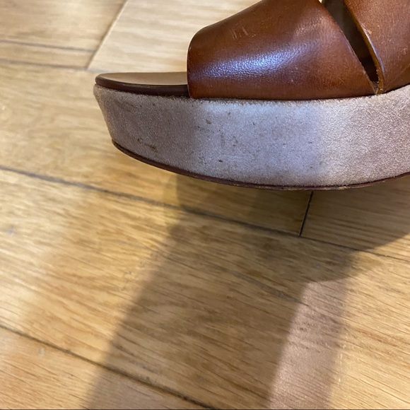 J. Crew Marguerite Strap leather Platform Wedge Sandals In Brown size 9 - Picture 8 of 13
